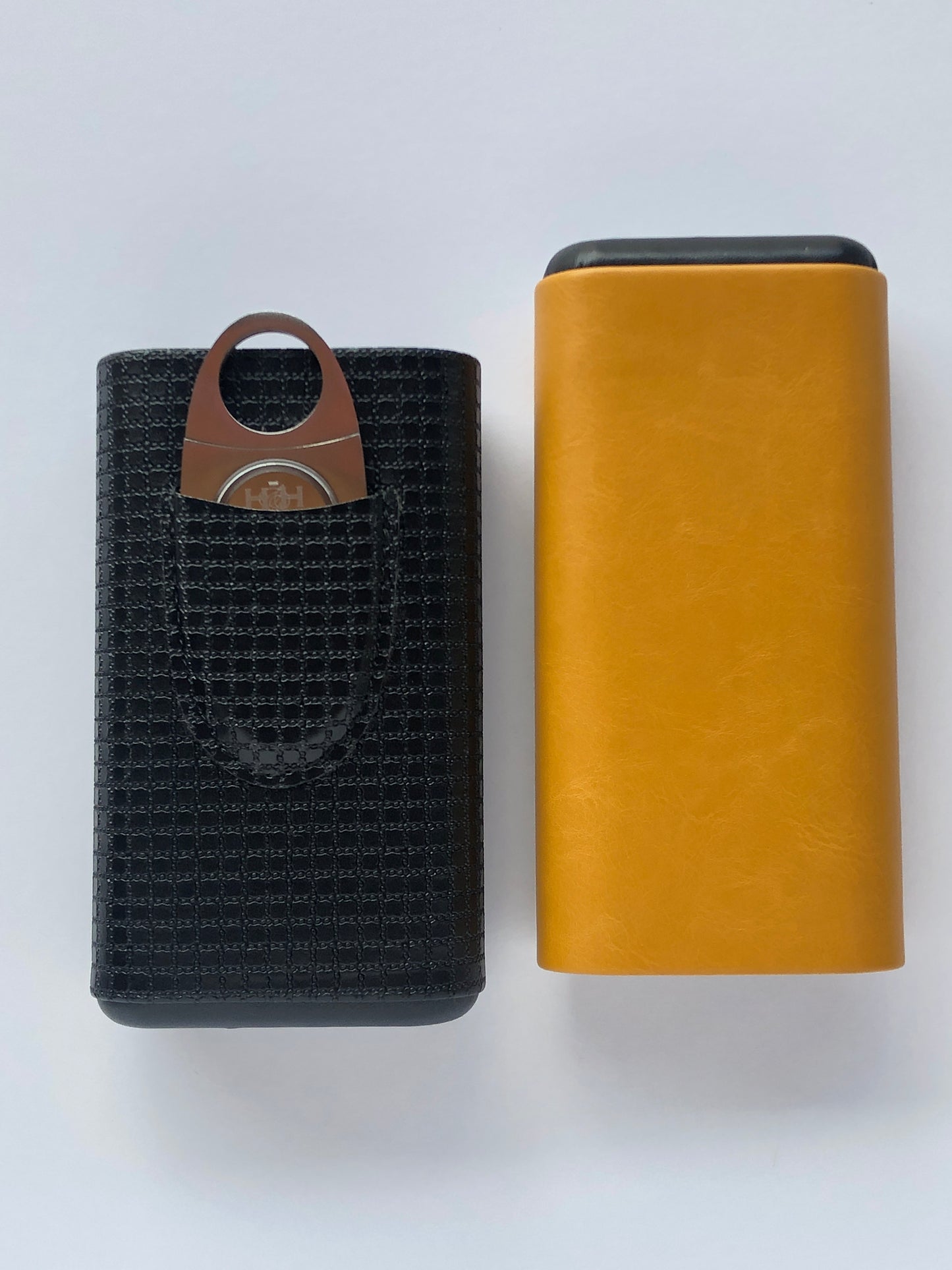 Black & Yellow Leather case - pocket cigar holder